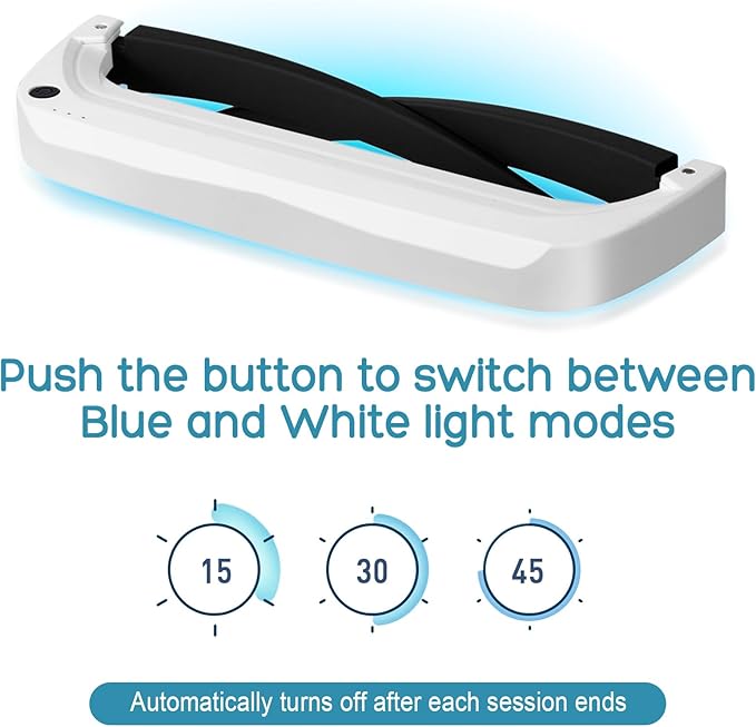 Light Therapy Glasses, Blue-White UV-Free Light Therapy Lamp, Portable Daylight Lamp, Wearable Sunlight Lamp, Boost Energy, Relief for Sleep Problems, Jet Lag, Equivalent to 10000 Lux