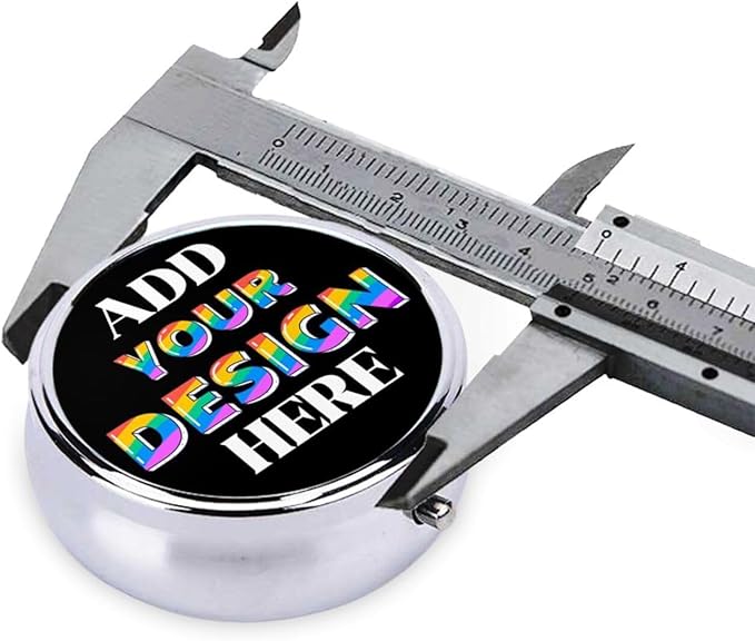 Custom Pill Organizer, Medicine Pill Box Case Container Travel Pill Holder Vitamin for Purse Med Wallet Portable Mini Pastillero Round, Black, Personalized Gifts