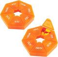 Deke Home - Small Weekly Pill Organizer (2 Pack), Round Pill Dispenser for Travel, Mini Pill Organizer, Compact Medicine Holder, Pill Sorters 7 Days, Portable Vitamin Container, BPA Free (Food Grade)
