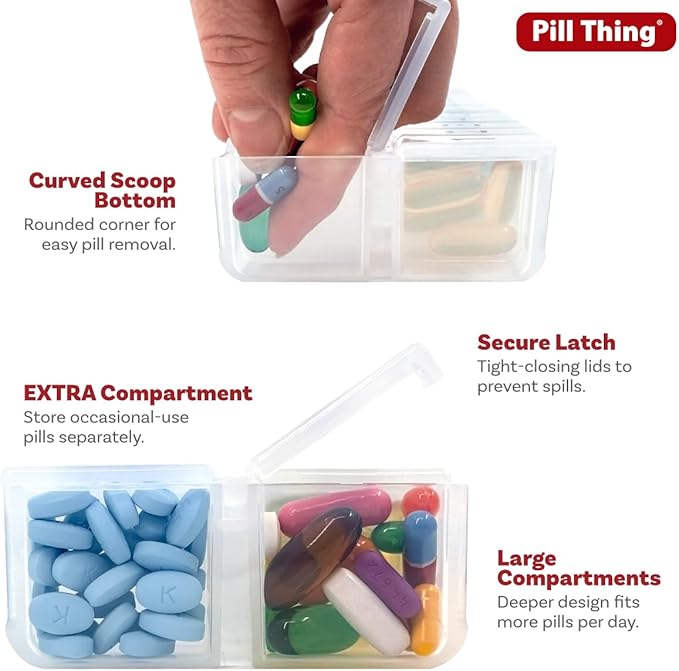 XL Twice-a-Day Monthly Pill Box Planner Set - AM/PM Medication Organizer for 31 Days! Set Contains 2 Organizers for One Month. (XL - 31 Day AM/PM - Clear)