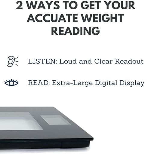 Talking Digital Scale Extra Wide Glass - Accurate Visual & Voice Display Scale for Body Weight - 395 Pounds Max - Wide Width Tamper Glass - Large LCD Display - Tap Auto On & Off