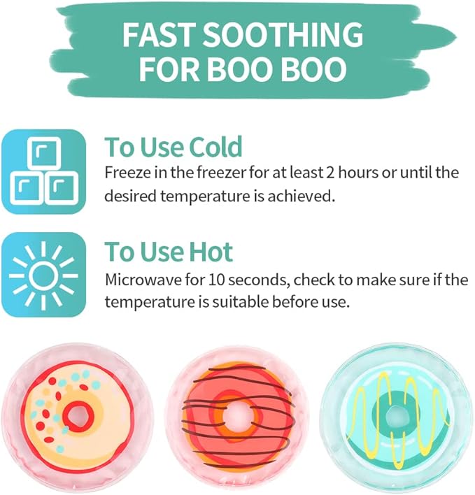 NEWGO Kids Ice Pack for Boo Boos, Toddler Ice Pack for Children Kids Injuries, Pain Relief, Bruises, Swelling, Wisdom Teeth - 3 Pack
