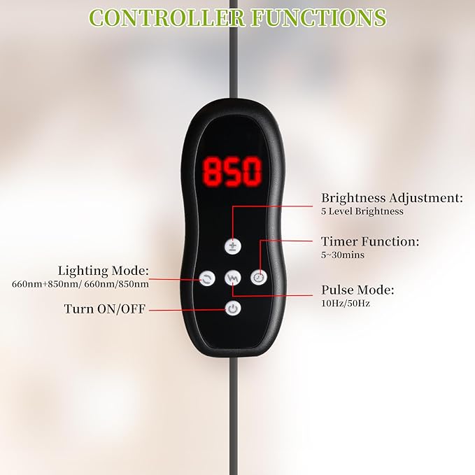 Foldable Red Light Lamp with Protective Glasses,480 LEDs 660nm Red & 850nm Near Infrared Lamp with Adjustable Stand,6 Time Settings,5 Brightness,3 Light Modes