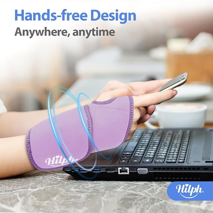 Hilph Wrist Ice Pack Wrap for Carpal Tunnel Relief, Reusable Wrist Brace with Gel Pack Hot Cold Compression for Hand Injuries, Rheumatoid, Tendonitis, Swelling, Surgery Gift for Men Women, Purple