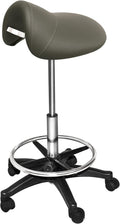 Chromium PureSana Professional James 360 Degree Full Rotational Saddle Cutting Stool with Adjustable Air Life Mechanism & Wheel Casters, Gray