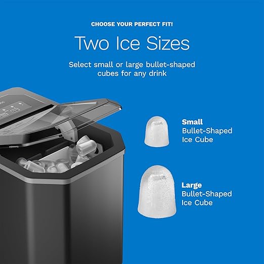 hOmeLabs Countertop Ice Maker – 9 Ice Cubes in Just 6 Minutes, 26lbs in 24Hrs, 2 Ice Sizes, Self-Cleaning, Includes Ice Scoop & 5 Ice Bags, Black Portable Ice Maker for Home/Kitchen/Bar/Dorm/RV