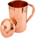 100% Pure Copper Pitcher 50.72 Oz / 1500 ml | Drinking Water Traditional Plain Pitcher With Lid | Copper Jug Handle Water Bottle | Ayurveda Health Benefits | Serving Water in Daily Use