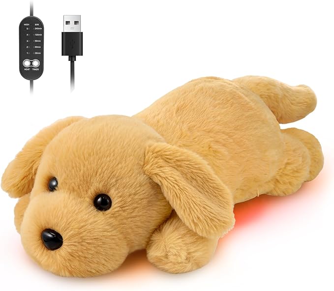 Dog Heating Pad for Period Cramps Menstrual Pain Relief, Portable Electric Heat Pads USB Powered, Cute Golden Retriever Plush Stuffed Gift, Funny Gifts for Women Teen Girls Christmas Birthday Easter