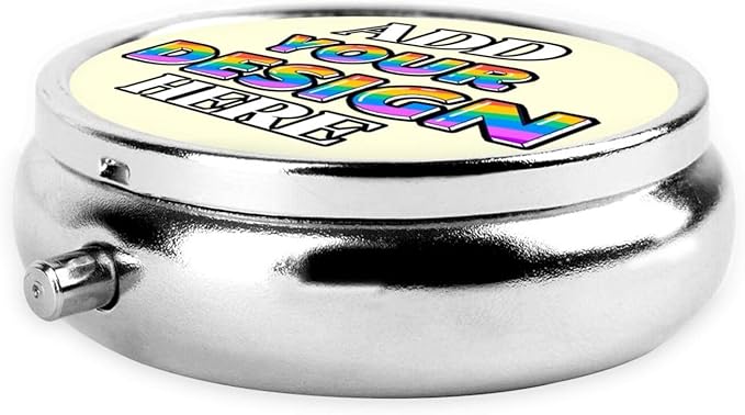 Custom Pill Container, Medicine Pill Box Case Organizer Travel Pill Holder Vitamin for Purse Med Wallet Portable Mini Pastillero Round, Light Yellow, Personalized Gifts with Photo