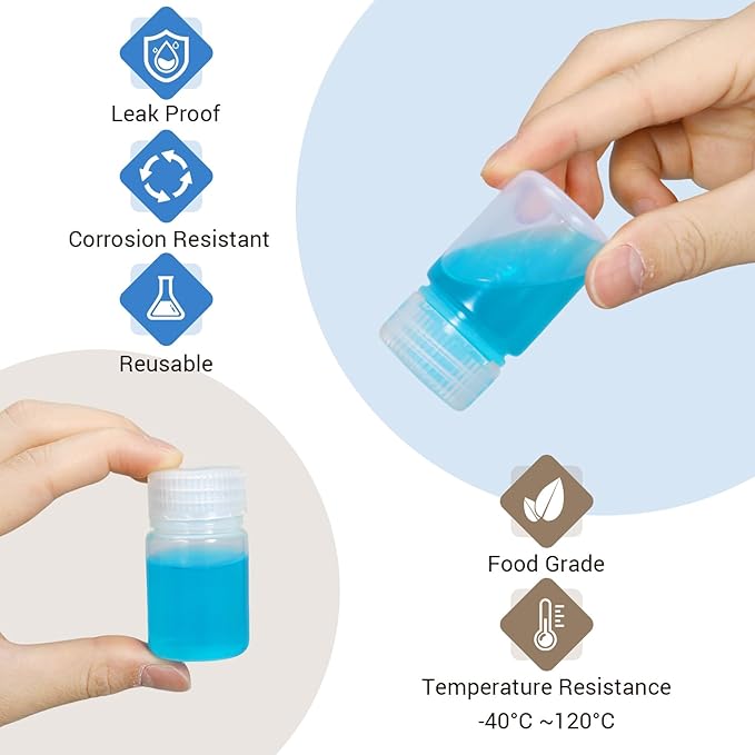 Small Pill Bottle, Empty Medicine Bottles with Screw Caps for Pills Capsules Vitamins, Food Grade Plastic Medicine Containers with Labels for Travel (Clear&Brown, 2oz/60ml, 6 Pcs)