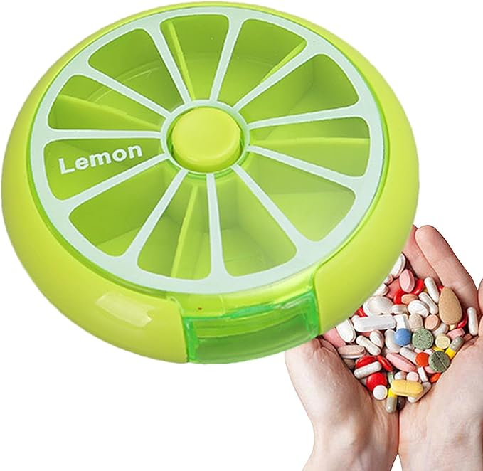 Weekly Pill Dispenser - Portable Round Pill Storage Box, Weekly Pill Case, Fruit-Shaped Design Storage Supplies for, Candy, Pills, and Other Items