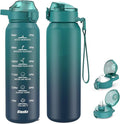 Insulated water bottle with Straw and Chug Lids, 18/10 Stainless Steel 24oz Water Bottle BPA Free, Double Wall Vacuum Wide Mouth Insulated Water Bottle for Men, Women & Kids BLUE BLUE