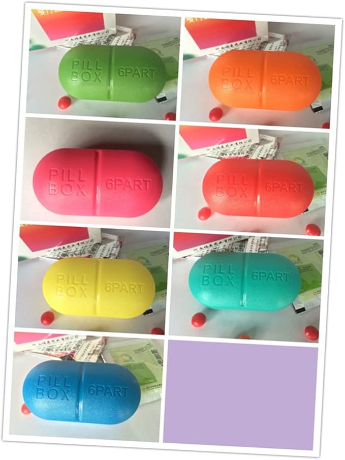 Healifty 6-Compartment Medicine Organizer Red Pp Abs Child-Friendly Portable Daily Pill Box for Travel Home