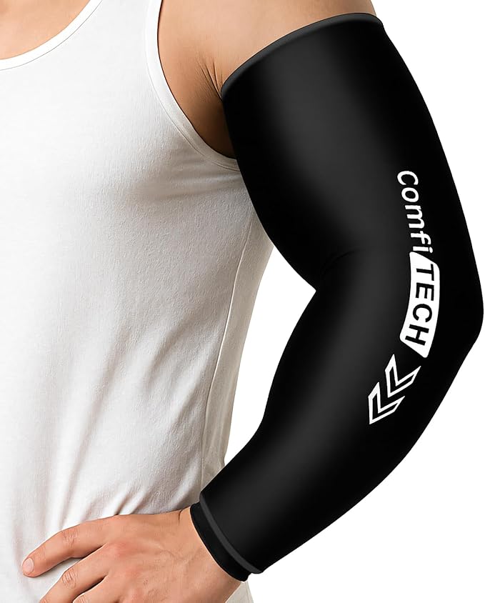 ComfiTECH Full Arm Ice Pack Wrap for Pitchers, Extended-Length Flexible Ice Sleeve for Tennis Elbow, Forearm, Wrist Discomforts, Golfers Arm, Shin Splints, Cold Pack for Athletes Throwing Recovery, L