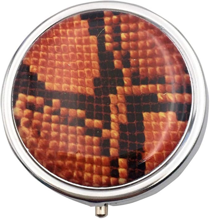 Round Medicine Box Portable Mini Metal Pill Case 2 inches Travel Little Pill Dispenser for Purse