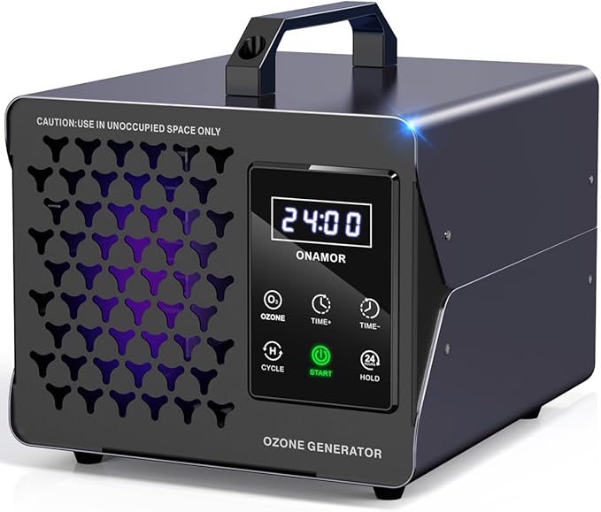 ONAMOR Digital Ozone Generator Odor Eliminator 180,000mg, High Capacity Ozone Machine Odor Removal Up to 8,000 Sq.Ft, Ozone Odor Eliminator, Ionizer Ozonator for Home, Car, Smoke, Pet Room (Grey)