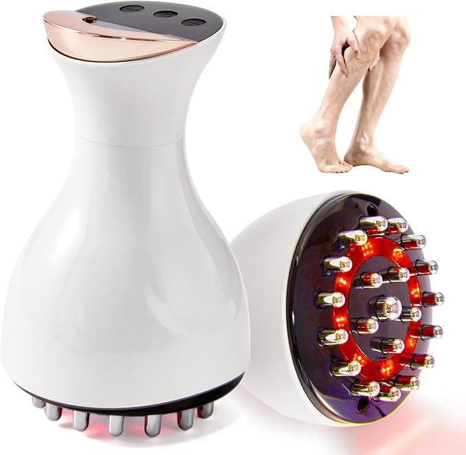 Leg Massager for Circulation and Pain Relief, Lymphatic Drainage & Varicose Veins Support - Calf, Foot & Knee Massager with SoothingPulse, Heat, Light & Vibration - White