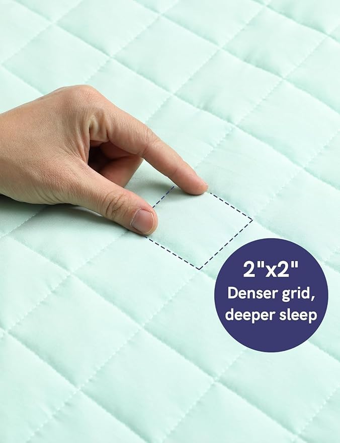 YnM King Size Weighted Blanket for Adults (88x104 Inches, 50 Pounds, Mint Green), Exclusive Smallest Compartments with Glass Beads, Extra Heavy Bed Blanket for Two Persons on Queen or King Bed