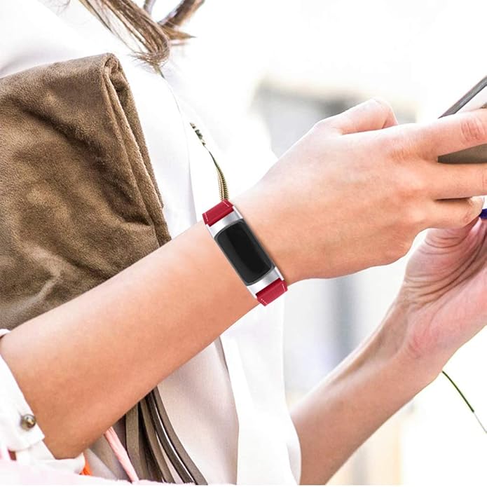 Compatible with Fitbit Charge 5 Leather Bands for Women Men, Feminine Leather Replacement Watch Band Straps Wristbands Bracelet Accessory for Fitbit Charge 5 GPS Tracker