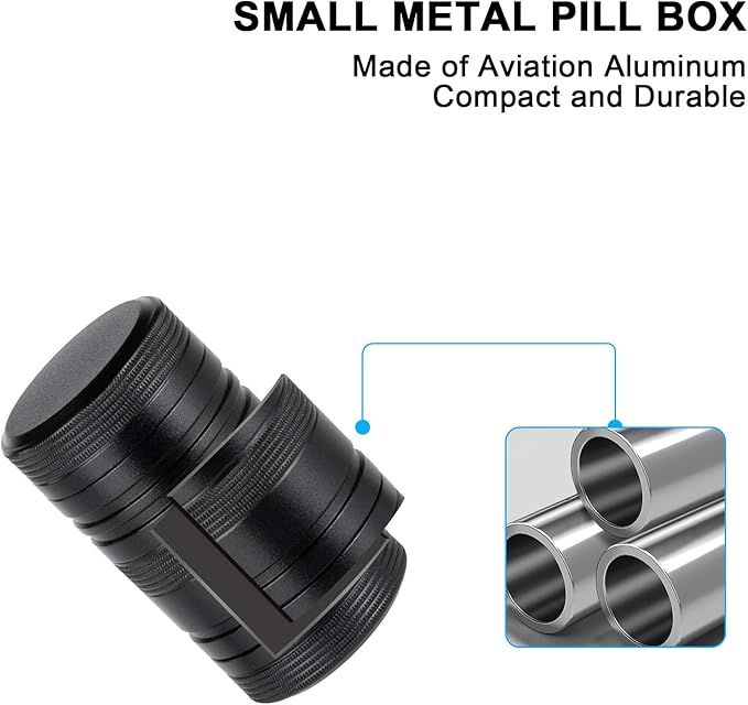Metal Pill Box 2 Times a Day - Waterproof Samll Pill Case for Purse - Travel Pill Container, Portable Medicine Organizer Holder for Vitamin, Fish Oils, Supplements 1 Pack
