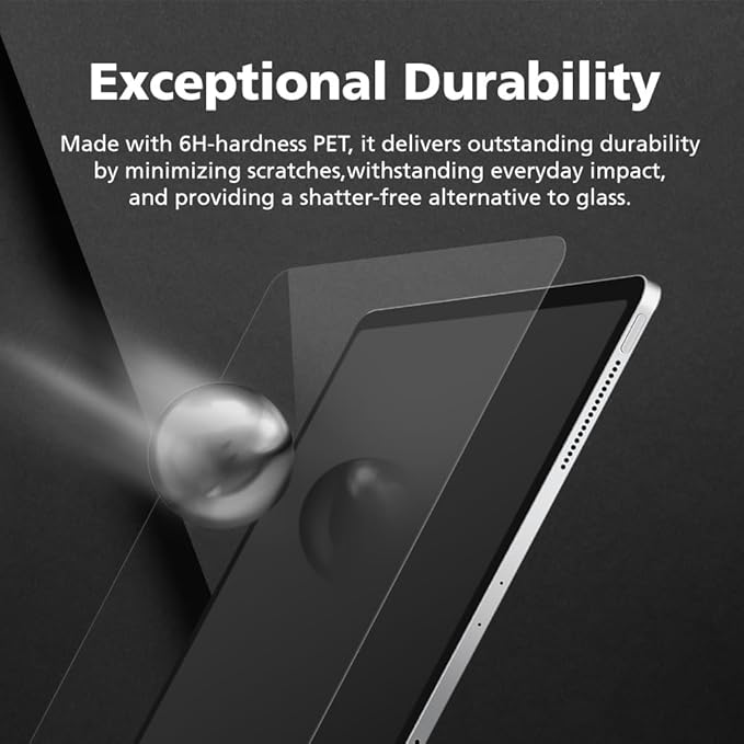 2-Pack 6H PET Screen Protector with Glass Coating for Samsung Galaxy Tab S10 FE Plus 13.1 inch, HD Clear, S Pen Compatible, Anti Blue Light, Unbreakable, Easy Installation