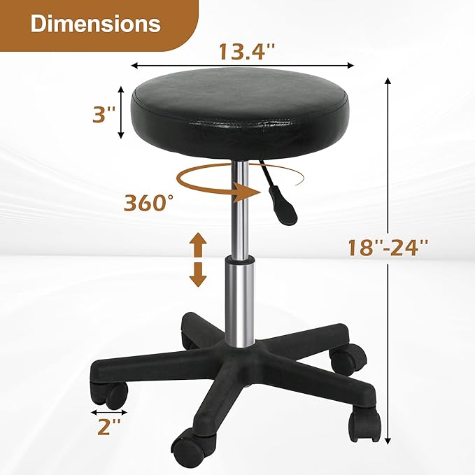 LEMY Hydraulic Salon Rolling Stool Tattoo Massage Facial Spa Adjustable Stool Chair
