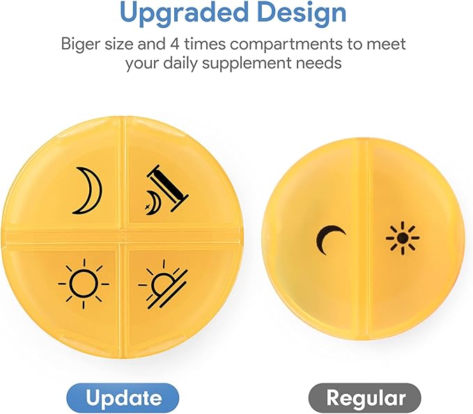 Weekly Pill Organizer 4 Times a Day, 7 Day Pill Cases, Large Portable Pill Box Medicine Organizer for Pills Vitamin Fish Oil Supplement