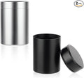 2pcs Portable Metal Pill Organizer, Round Daily Pill Box Holder Pocket Small Pill Case Medicine Organizer Vitamin Bottle Containers for Traveling Outdoor Fish Oils Supplements (Black+Silver)