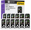 5‑in‑1 Upgraded Natural Gas Leak Detector & Carbon Monoxide Detectors with Smoke Alert Plug‑in with Dual Sensor, LCD Display Alarms, Temperature & Humidity Monitor for Home & RV (12 Pack)