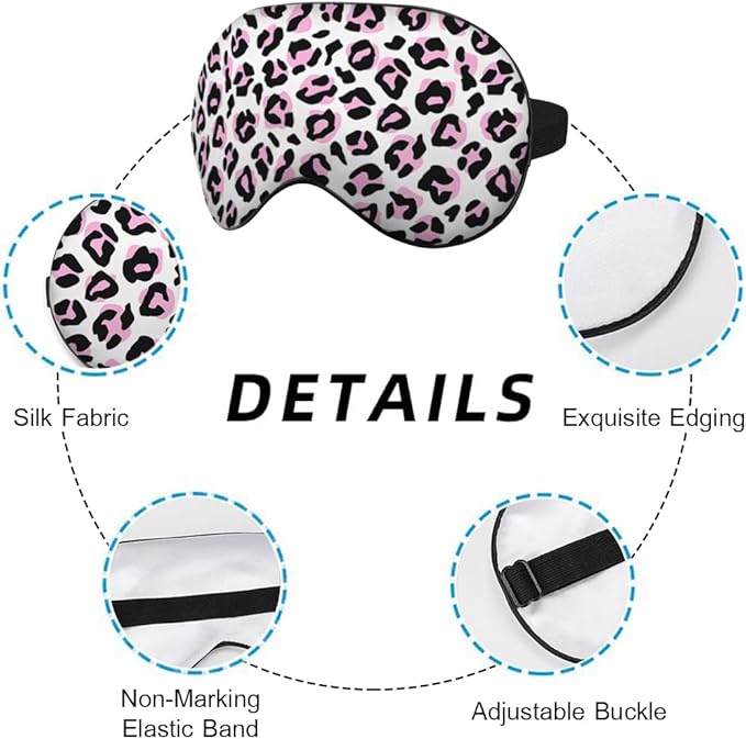 Leopard Eye Mask Sleeping Mask Pink Black Leopard Print Animal Sleep Masks Silky Soft Eye Cover for Women Men Shading Blindfold for Air Travel Sleeping