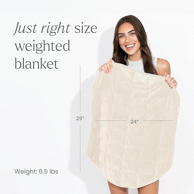 nodpod Body 6.5lb Patented Compact Weighted Blanket I Perfect for Relaxation, Sleeping & Travel l I Glass Bead Filled, Machine Washable (29" x 24") - Bone