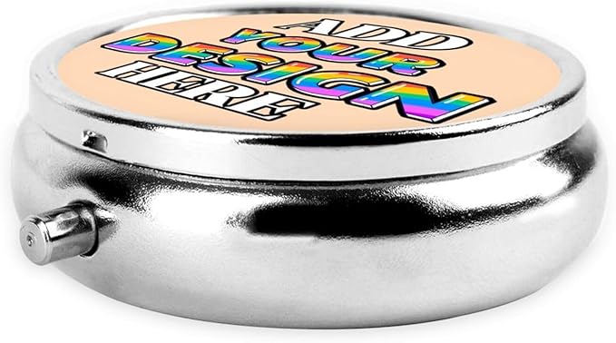Custom Travel Medicine Organizer, Medicine Pill Box Case Container Travel Pill Holder Vitamin for Purse Med Wallet Portable Mini Pastillero Round, Peach Puff, Personalized Gifts with Photo