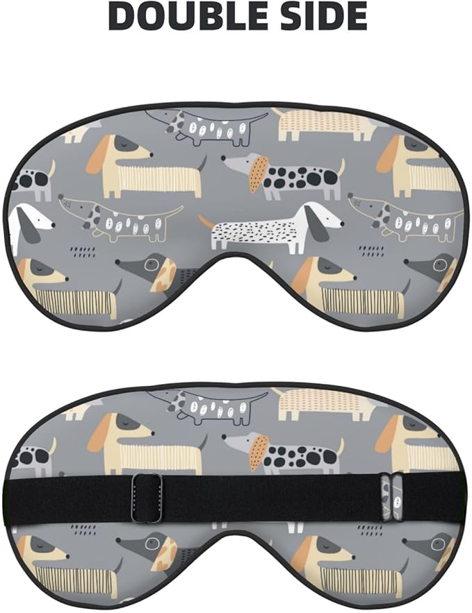 Cute Dachshund Dog Sleep Mask Eye Mask with Adjustable Strap Eye Sleep Shade Cover Blocks Light for Women Men Airplane Travel Nap
