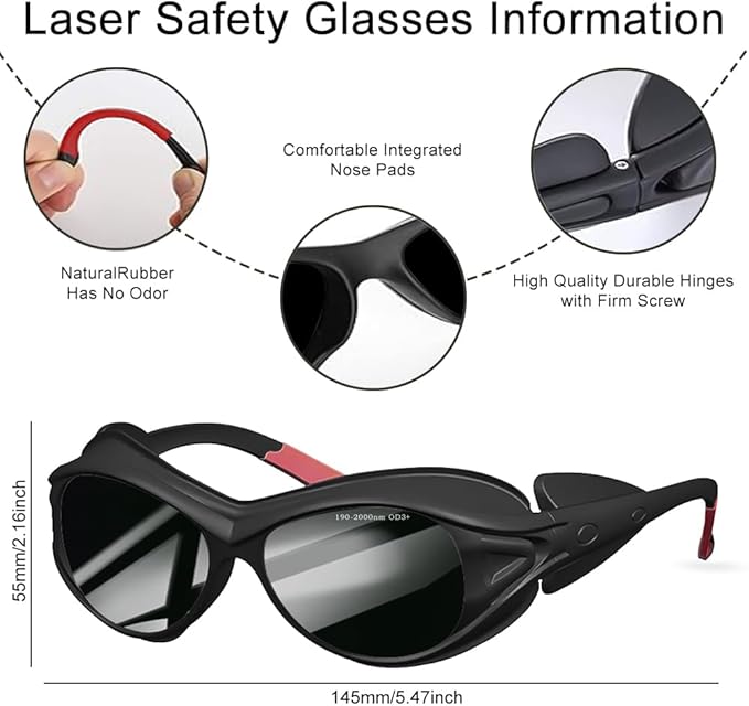 mozeeda Red Light Therapy Glasses, Professional Eyes Protection for Tanning Goggles, IPL Laser Safety Glasses Goggle 190-2000nm for Laser Hair Removal Treatment Red Light Therapy