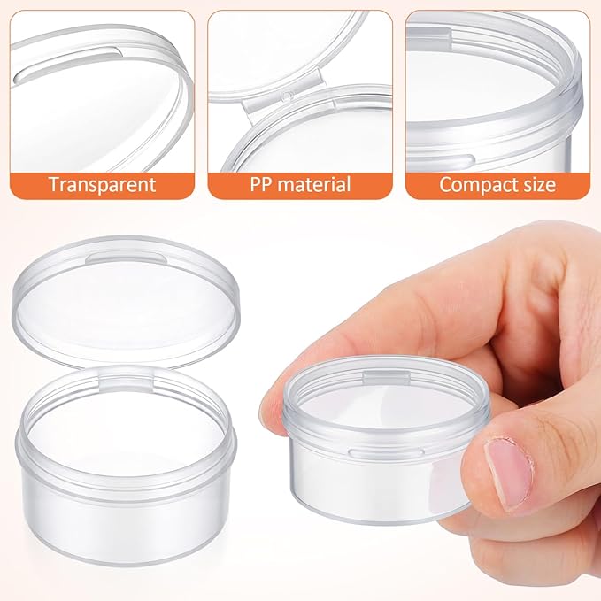 HEALLILY 10pcs Small Pill Case Clear Round Plastic Storage Containers Pill Box Earplug Storage Box with Lids