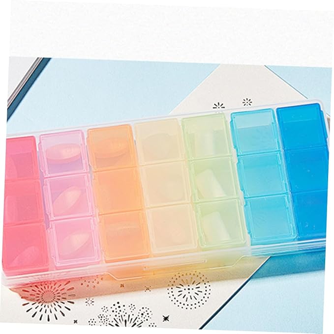 2pcs Portable Days Pill Organizer Compartments Colorful Medication Storage Box for Family Use Daily Medicine Dispenser Travel-Friendly Design