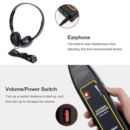 allsun Pro Ultrasonic Leak Detector & Industrial Stethoscope,High Sensitivity Machine Diagnostic Tool for Engine Noise, Bearing, Valve, Pump, Pipe Flow,Mechanic Tool Kit(Includes Long/Short Probe & Carry Bag)