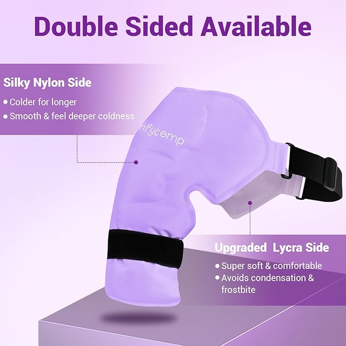Comfytemp Shoulder Ice Pack Wrap Rotator Cuff Therapy, Gel Ice Packs for Injuries Reusable, Hot Cold Compress Shoulder Brace for Pain Relief, Recovery Items (Large/X-Large), Purple