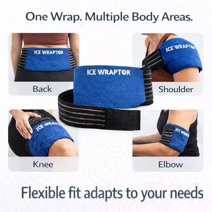 Reusable Adjustable Ice or Heat Wrap for Workout Joint Pain & Muscle Soreness. Adjustable Compression Fit for Athletes Big and Small. ICE WRAPTOR Cold/Warm Wrap for Knee, Shoulder, Elbow, Ankle, Back