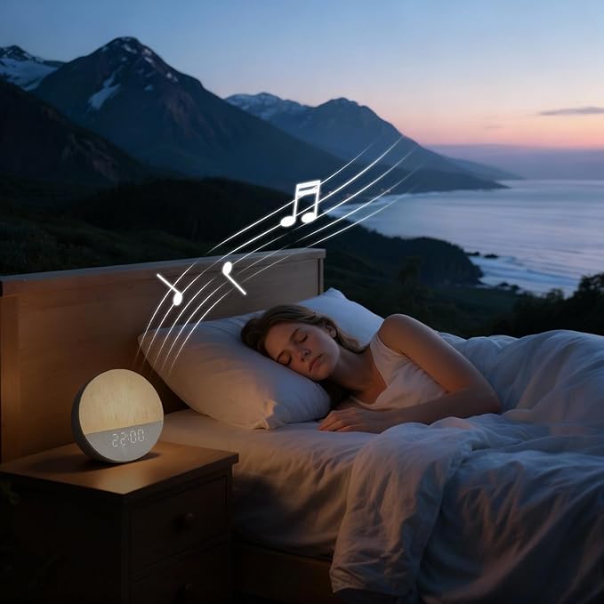 Stillstorm Hatch Alarm Clock, Fabric Dimmable Night Light for Heavy Sleepers, Sunrise Wake Up Light, White Noise Machine for Baby, Dual Alarm Function 30 Sleep Sounds, with 17 Light Effects