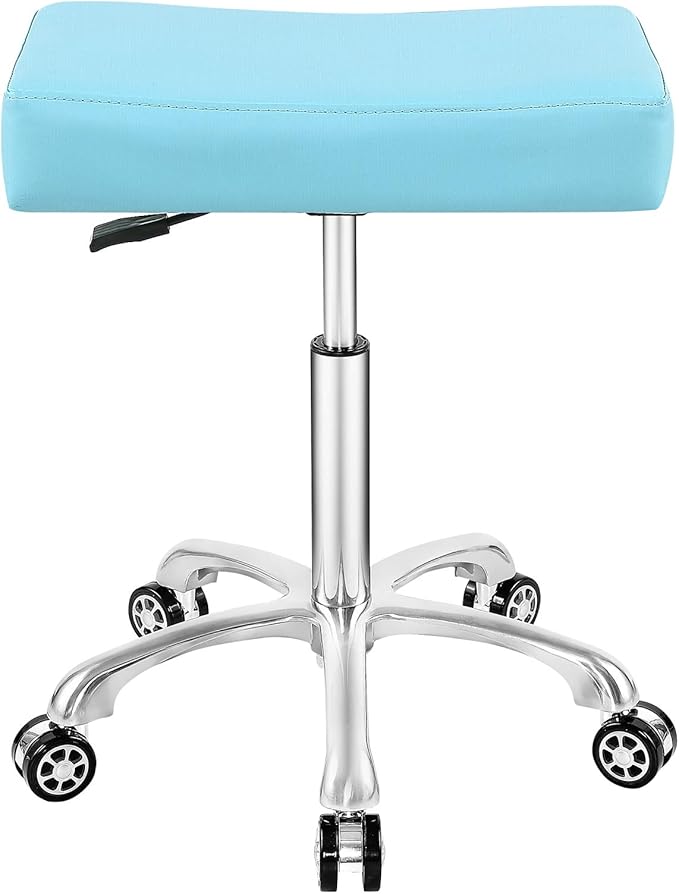 Antlu Adjustable Rolling Heavy Duty Stool Chair for Massage Office Tattoo Medical, Work Heavy Duty Hydraulic Stool with Wheels (Cyan)
