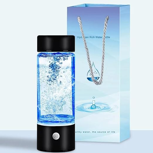 SHINKAI Hydrogen Water Bottle 450ml Portable Hydrogen Ionizer with SPE/PEM Technology, Rechargeable Hydrogen Rich Water Generator for Home, Office, Travel & Gym (Black)
