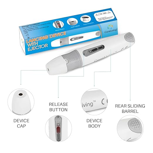 Lancing Device for Diabetes Testing, Lancing Device Pen, 12 Adjustable Depth Settings for Minimizing Pain and Discomfort