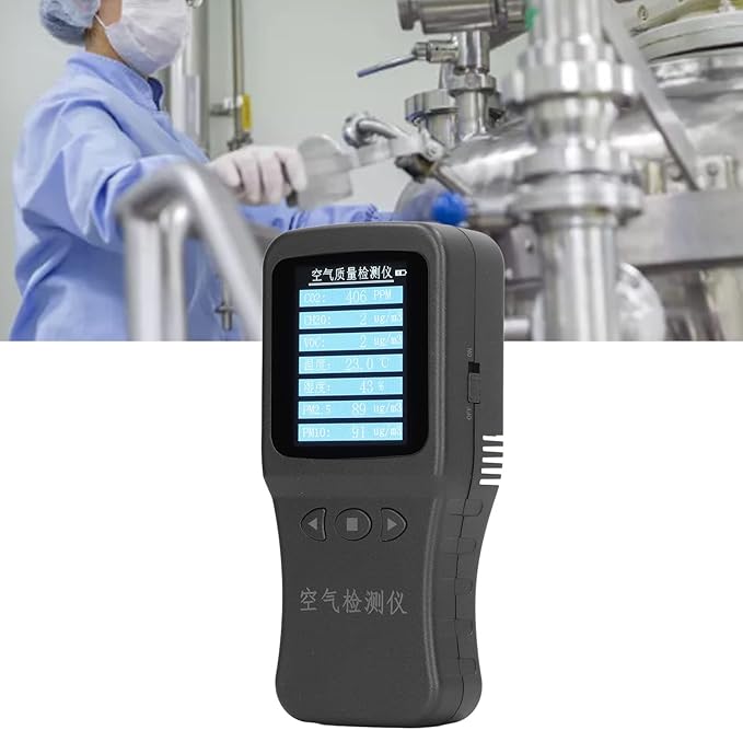 7 in 1 Air Quality Monitor, Portable PM2.5 PM10 VOC CH2O CO2 Temperature and Humidity Detector with 3.7V Rear Bracket