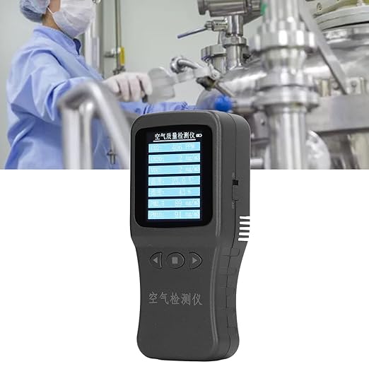 7 in 1 Air Quality Monitor Handheld Temperature Humidity PM2.5 PM10 VOC CH2O CO2 Detector with Back Bracket 3.7V Battery for Gas Transmission Chemical Paint Shop Refueling Station
