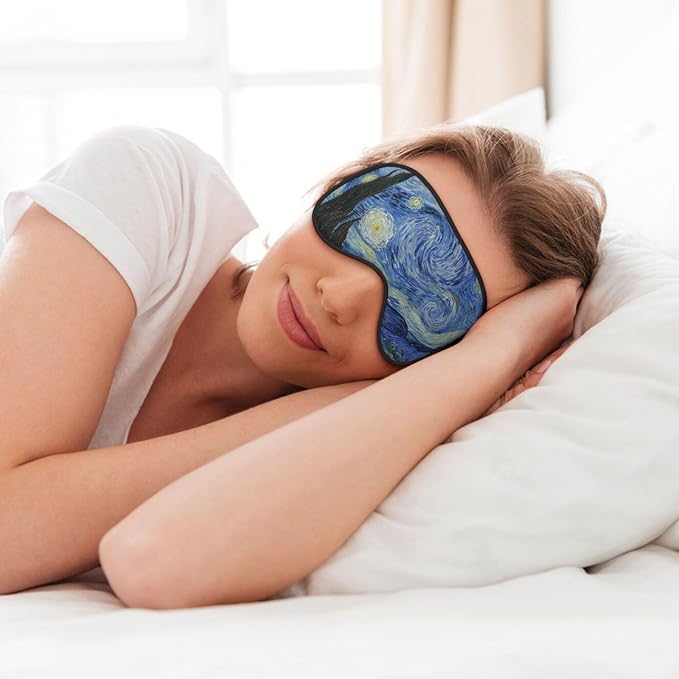 Starry Night Sleep Mask Eye Mask with Adjustable Strap Eye Sleep Shade Cover Blocks Light for Women Men Airplane Travel Nap
