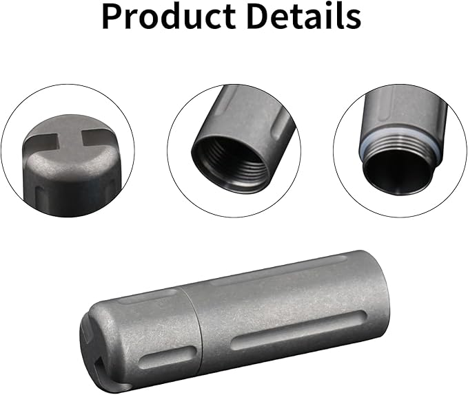 Pill Holder Keychain,Titanium Waterproof Single Pill Box Container,Portable Small Pill Case,Mini Canister Medicine Capsule Bottle Pill Container,for Outdoor Camping Traveling Hiking (Black)