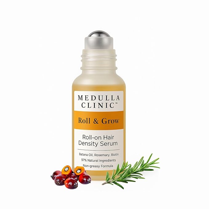 Hair Growth Serum Roll-On – 5% Rosemary, 3% Protein & 2% Caffeine – Batana Oil & Biotin for Scalp & Hair Thickening – Targeted Non-Greasy Treatment – 1 fl oz (30 ml)