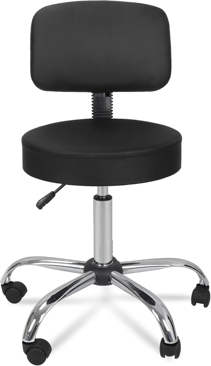 ZenStyle Height Adjustable Swivel Salon Stool Spa Drafting Salon Tattoo Work Office Massage Stools with Backrest,Black