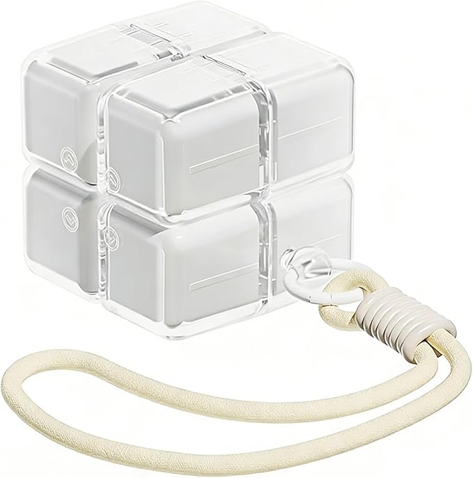 Cube Pill Organizer - Weekly 8 Compartments Portable Pill Case, Magnetic Closure, Detachable & Washable Travel Pill Container (White)